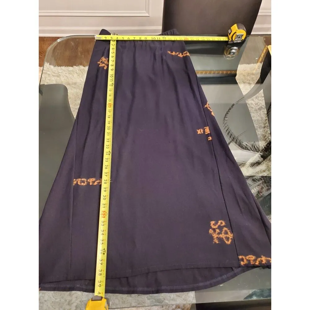 Heide Ost Textured Black Cotton Long Sleeve Blouse & Skirt 2 Pc's Suit Size XL Blue - Image 10