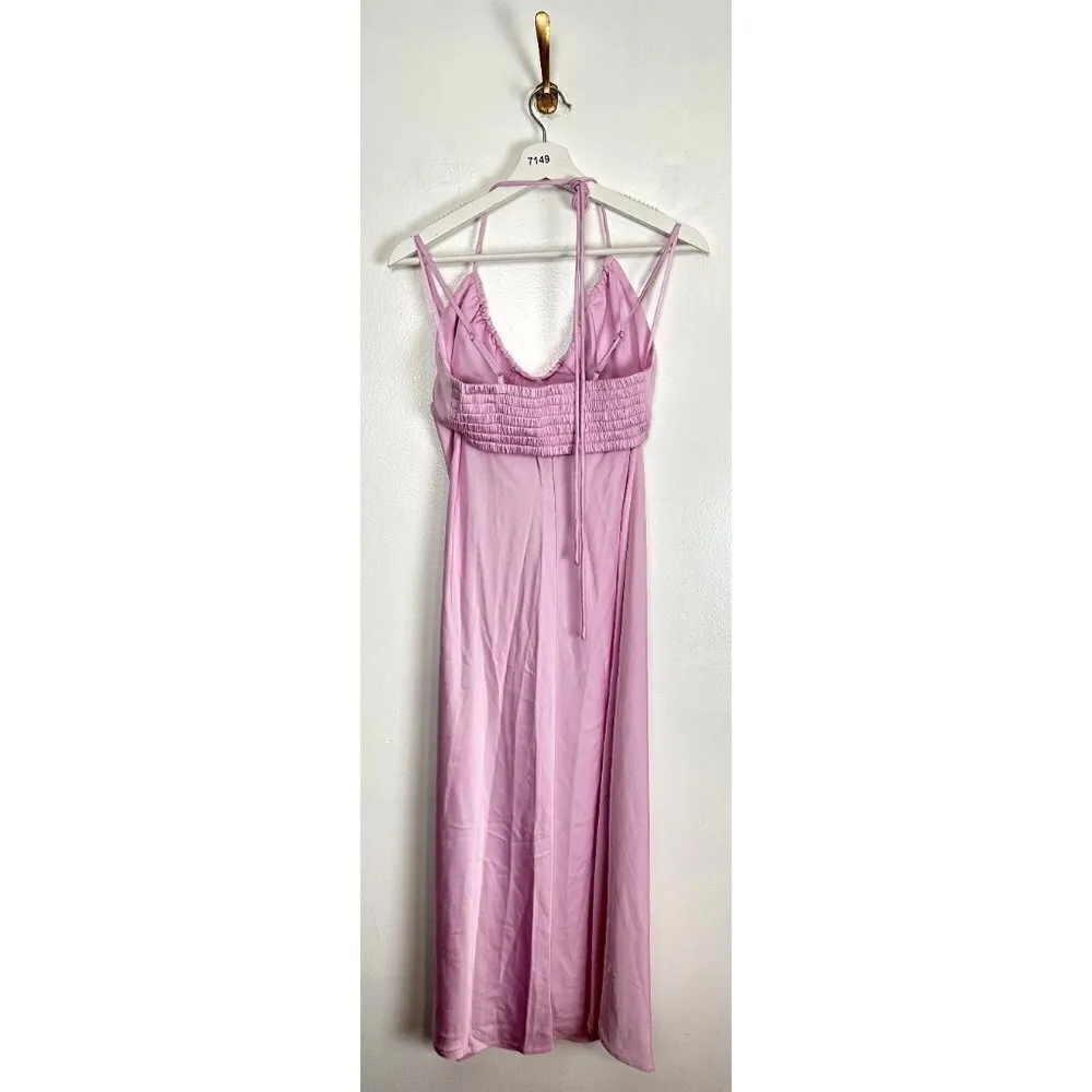 A.L.C Sienna Cut-Out Satin Midi Dress in Light Pink Size US 0 - Image 9