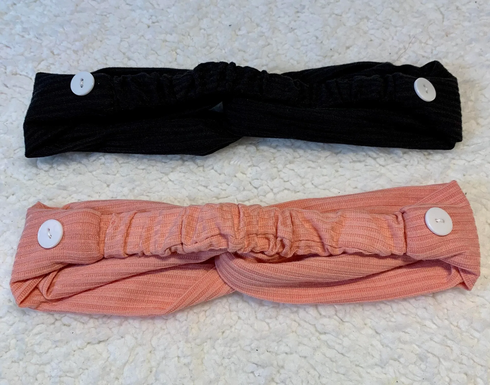 Handmade Knitted Cross Knot Button Headband Ear Saver  - Image 2
