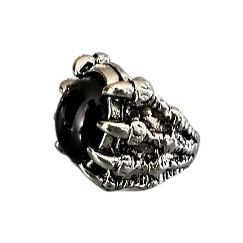 NIB Alloy Men’s Vintage Dragon Claw Blackstone Stainless Steel Ring, Quality, Re Silver - Image 3
