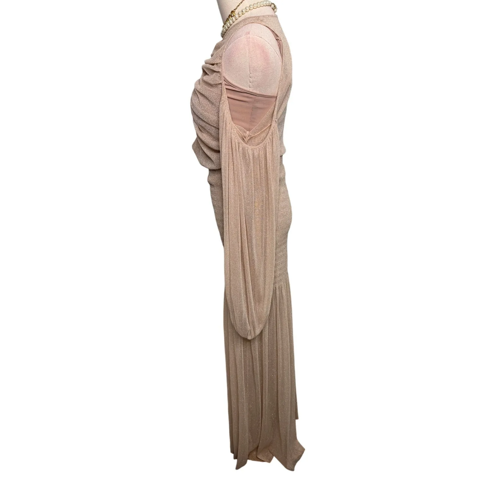 Alice McCall Spell Gown Maxi Dress nude neutral metallic knit mesh Size 4 - Image 7