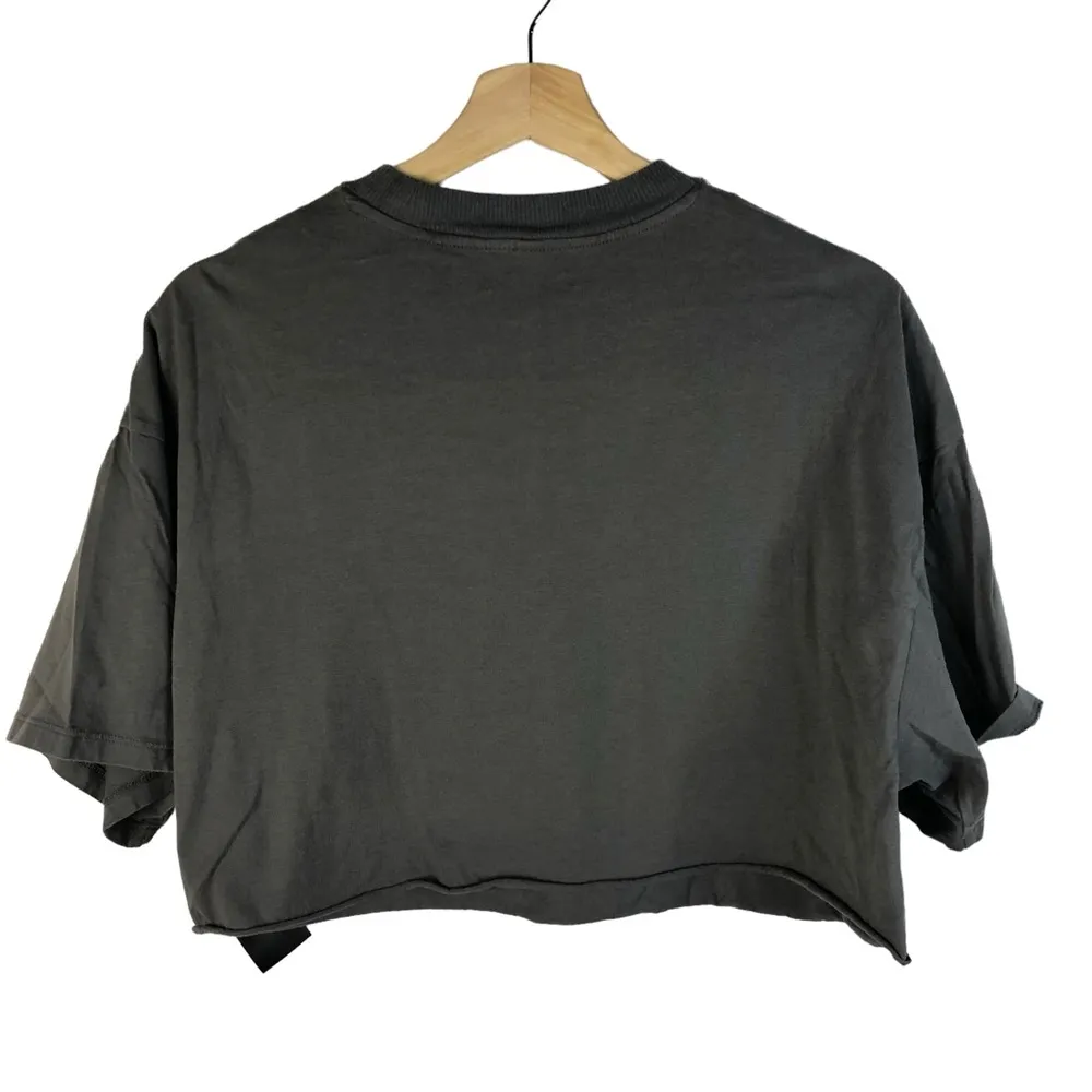 H&M Divided Dark Gray Tiger Boxy Cropped T-Shirt XS - Image 2