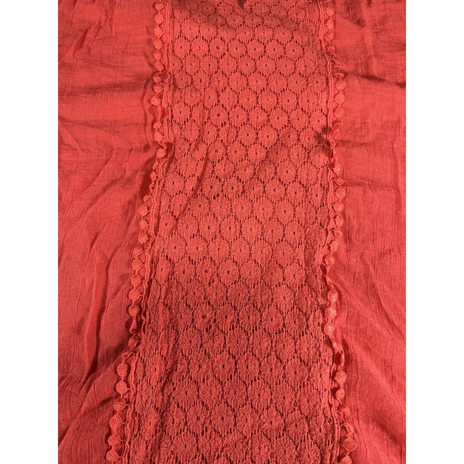 Zac & Rachel Women's Coral Orange Tunic Top Plus Size 1X Roll Tab Sleeve V - Image 5