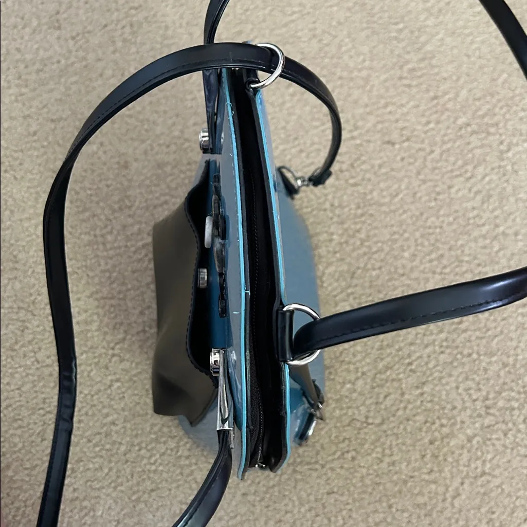 Beijo Pearlized Blue/Black Back Pack Style Purse Blue - Image 9