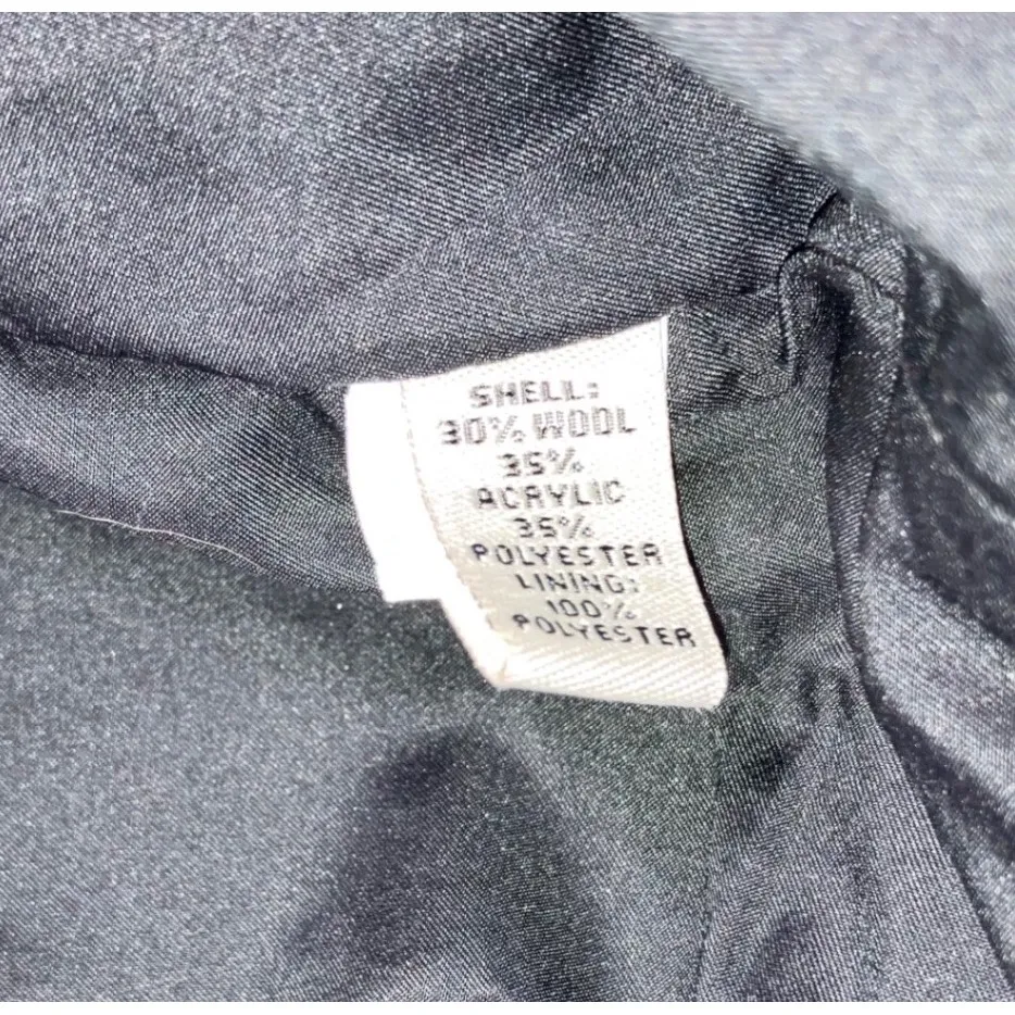 Vintage‎ Bitten Sarah Jessica Parker PeaCoat Women Medium Houndstooth Wool Blend Black - Image 8