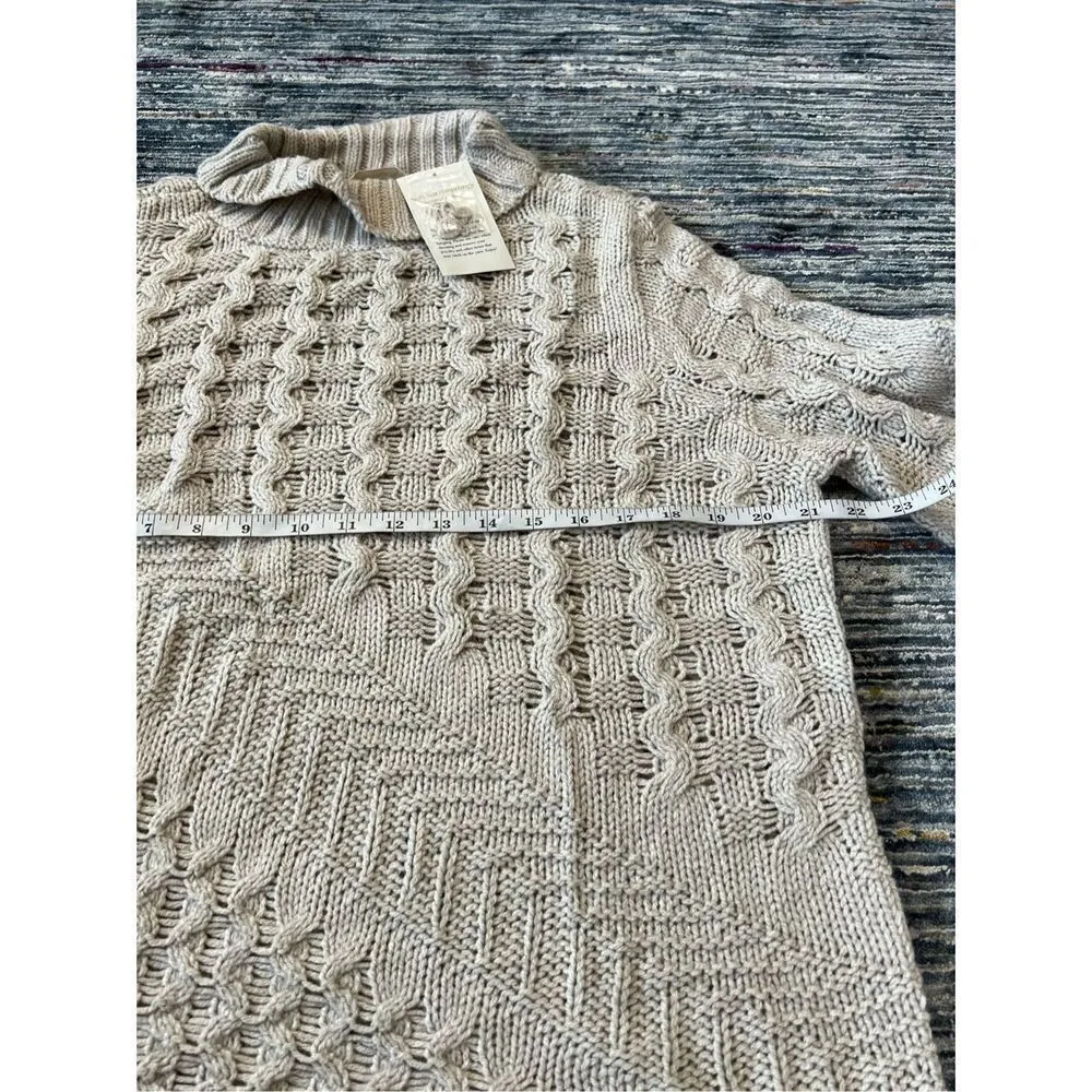 Soft Surroundings NWT Sweater Open Cable Knit Flare Sleeve Mock Neck sz L - Image 10