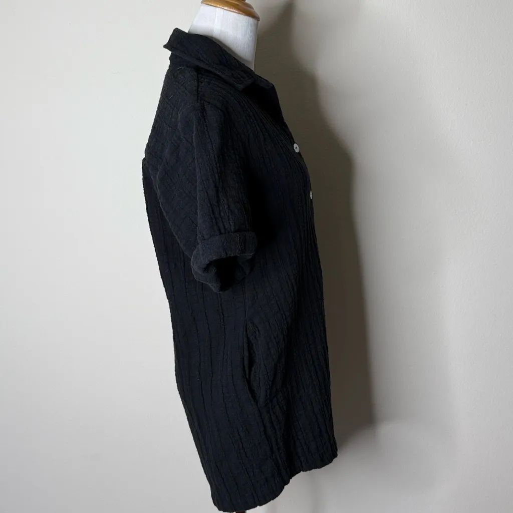 ZARA  Black Textured Short Sleeve Romper - Image 5