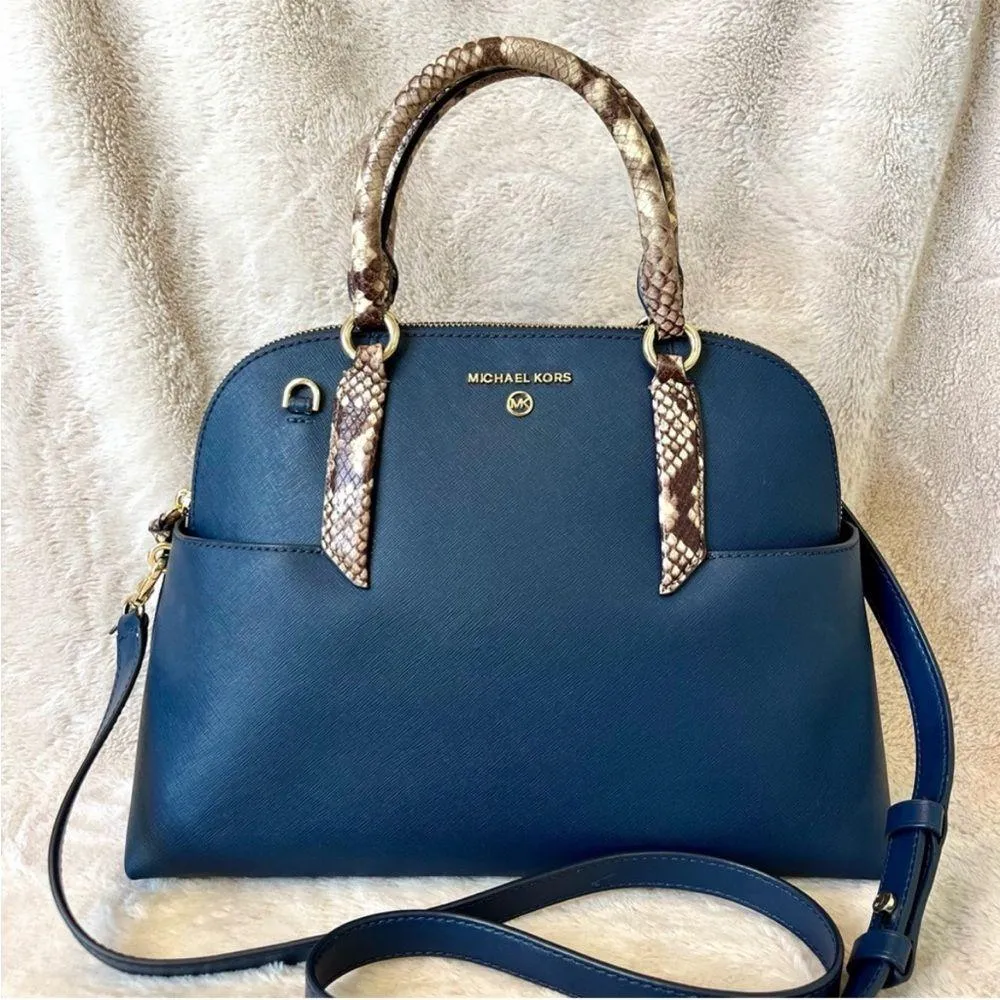 Michael Kors Hudson Embossed Snake Dome 2-Way Bag - Image 3