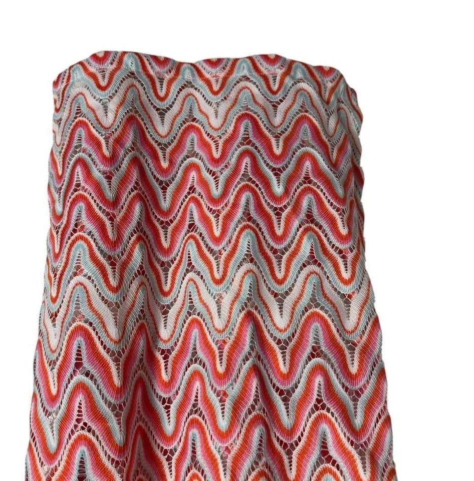 Trina Turk Serafina Crochet Halter Zigzag Multicolor Beach Coverup Midi Dress S - Image 6