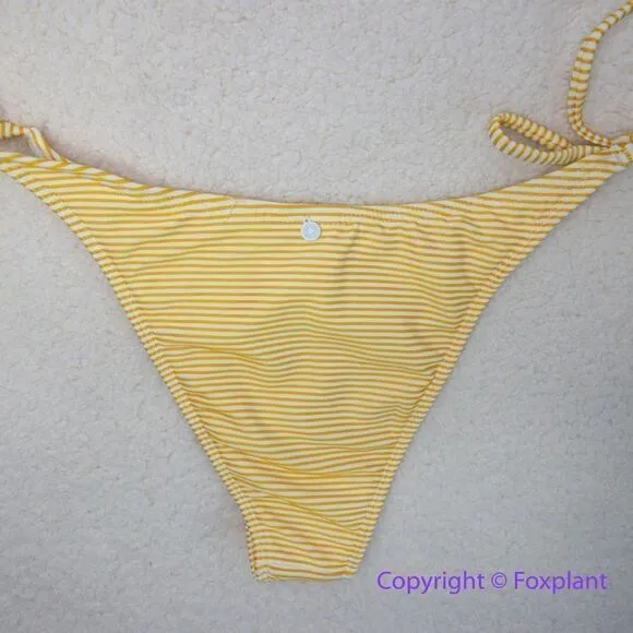 NEW Rhythm Noumea rib tie side bikini bottom in lemon yellow, size M Yellow Size M - Image 11