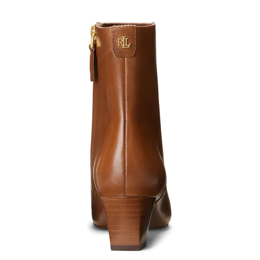 Lauren Ralph Lauren Willa Bootie Fashion Ankle Boots Deep Saddle Tan, Size 6 NEW Brown - Image 2