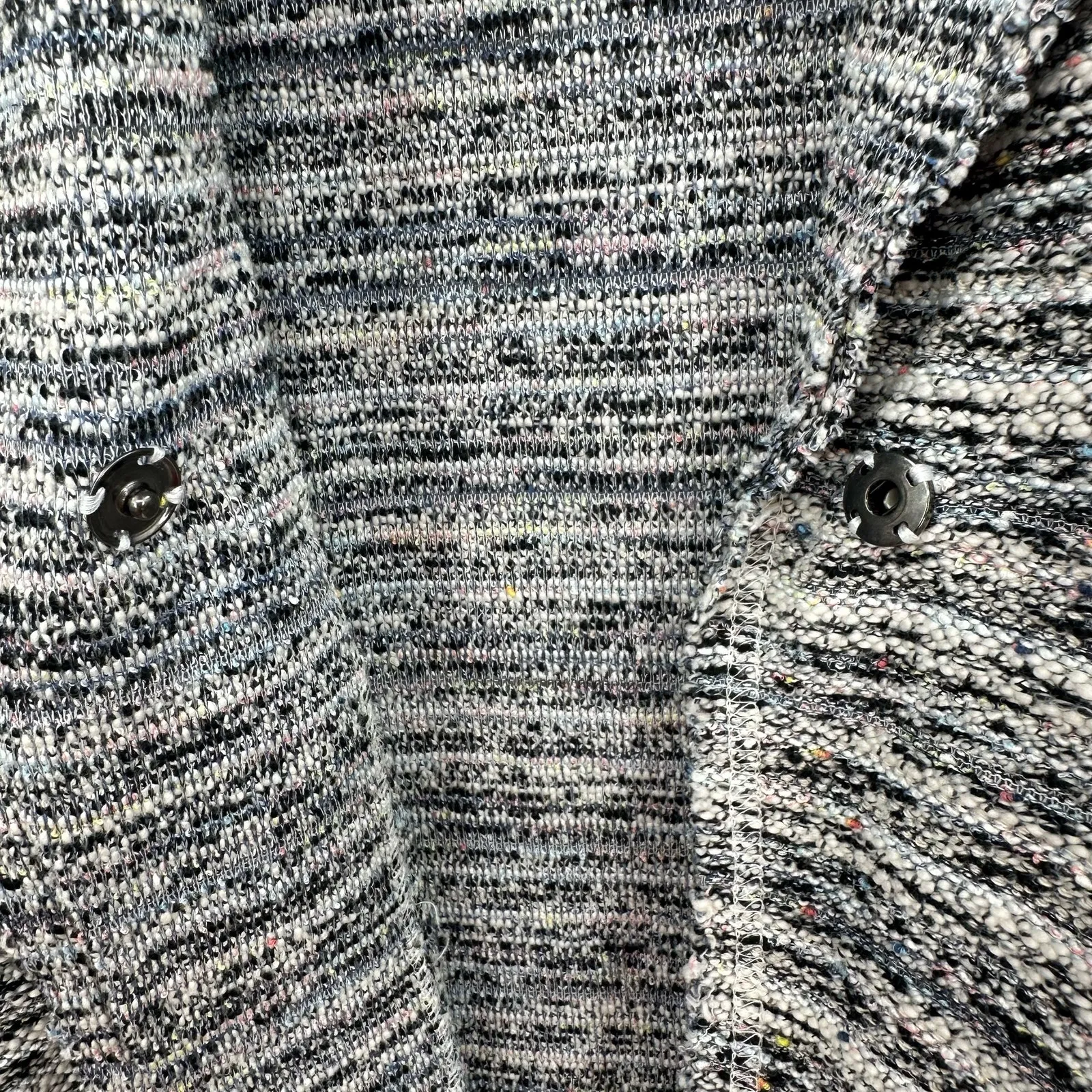 Splendid Size Large Jacket Black & White Knit‎ Oversized Cuffed Sleeve Pockets - Image 4