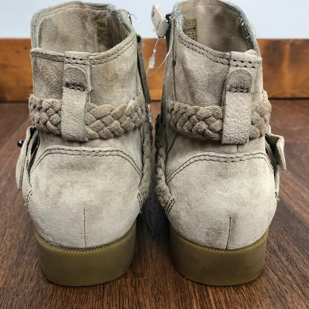 Teva Delavina Taupe Suede Leather Ankle Short Boot Sz 6.5 Braided Details NEW - Image 5