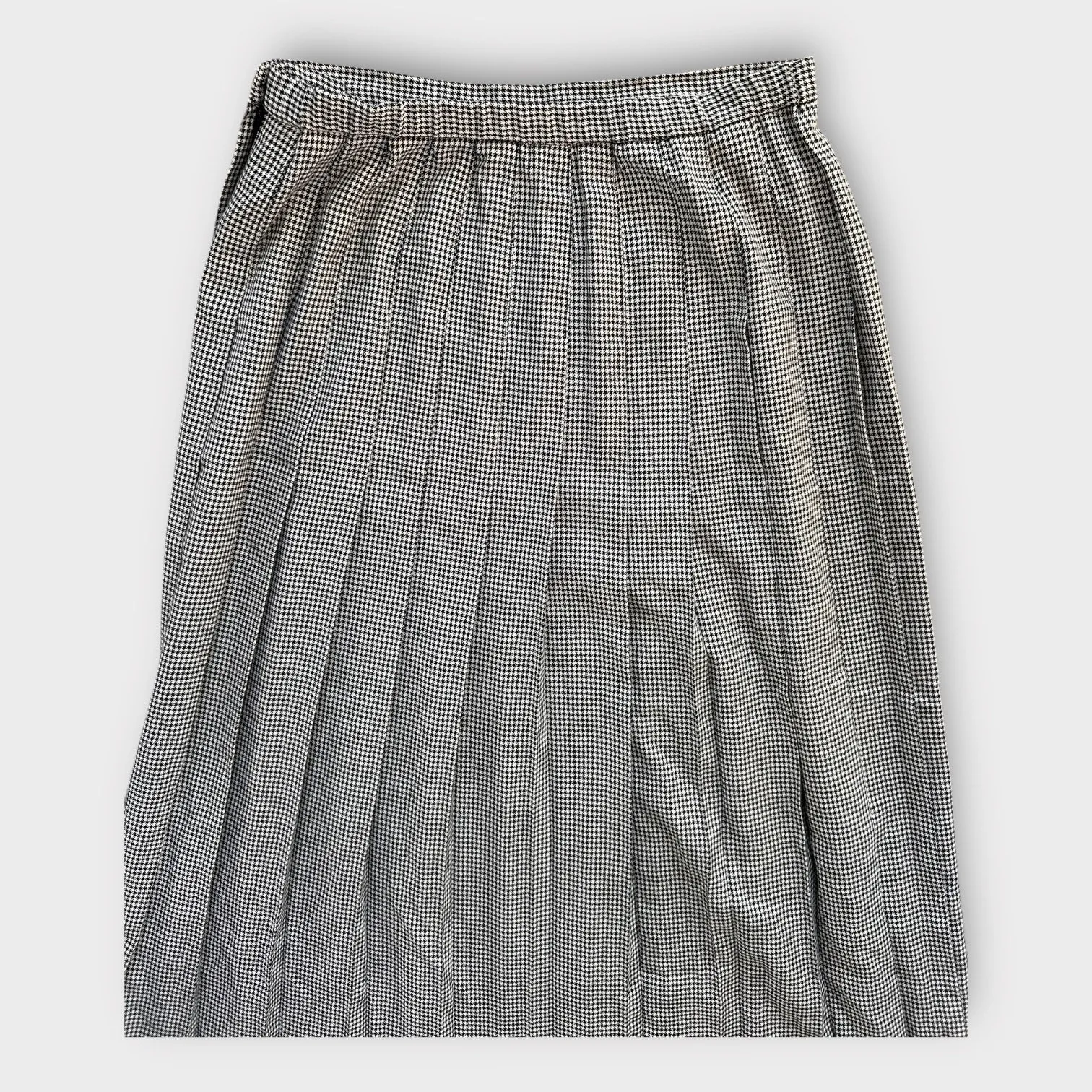 VTG Susan Bristol Black White Houndstooth Pleated Skirt Size 14 Preppy Academia - Image 7