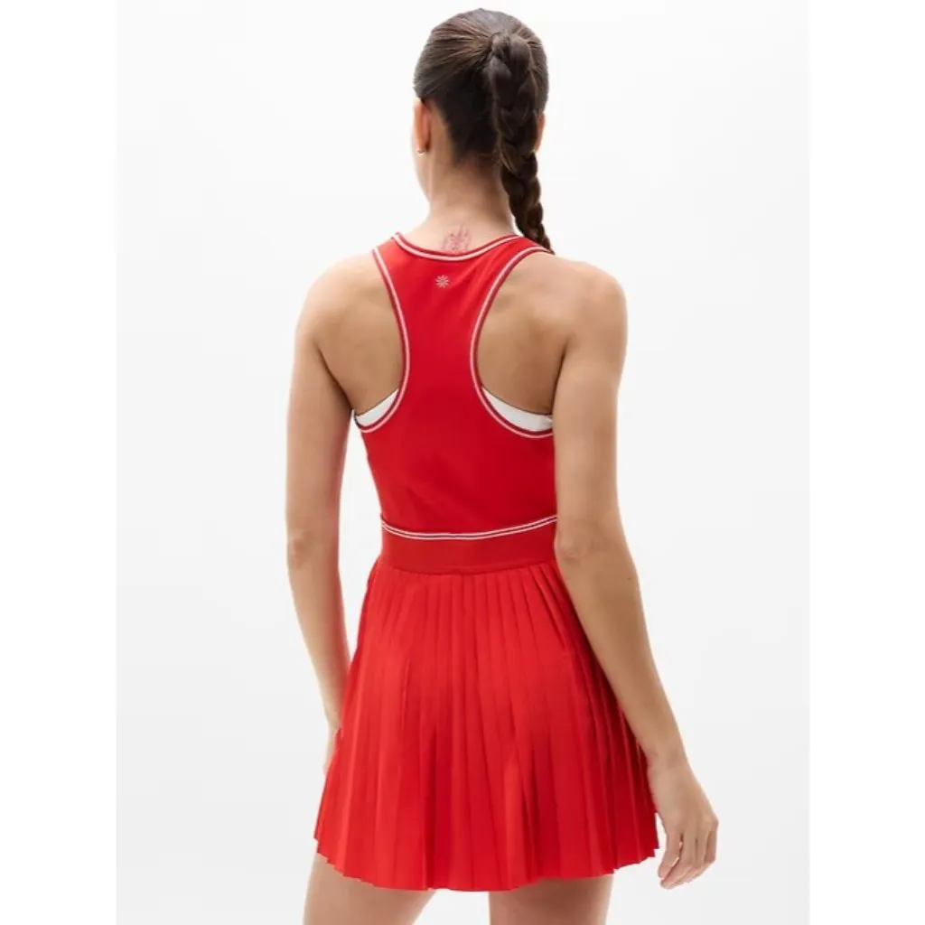 New Athleta S Match Point Pleated Dress Small Cardinal Red Bright White Tennis - Image 2