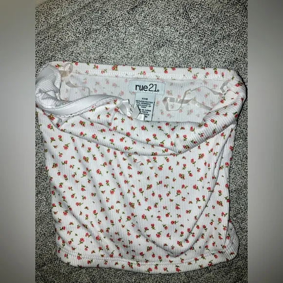 Rue21 White & Pink Floral Tube Top - Image 2