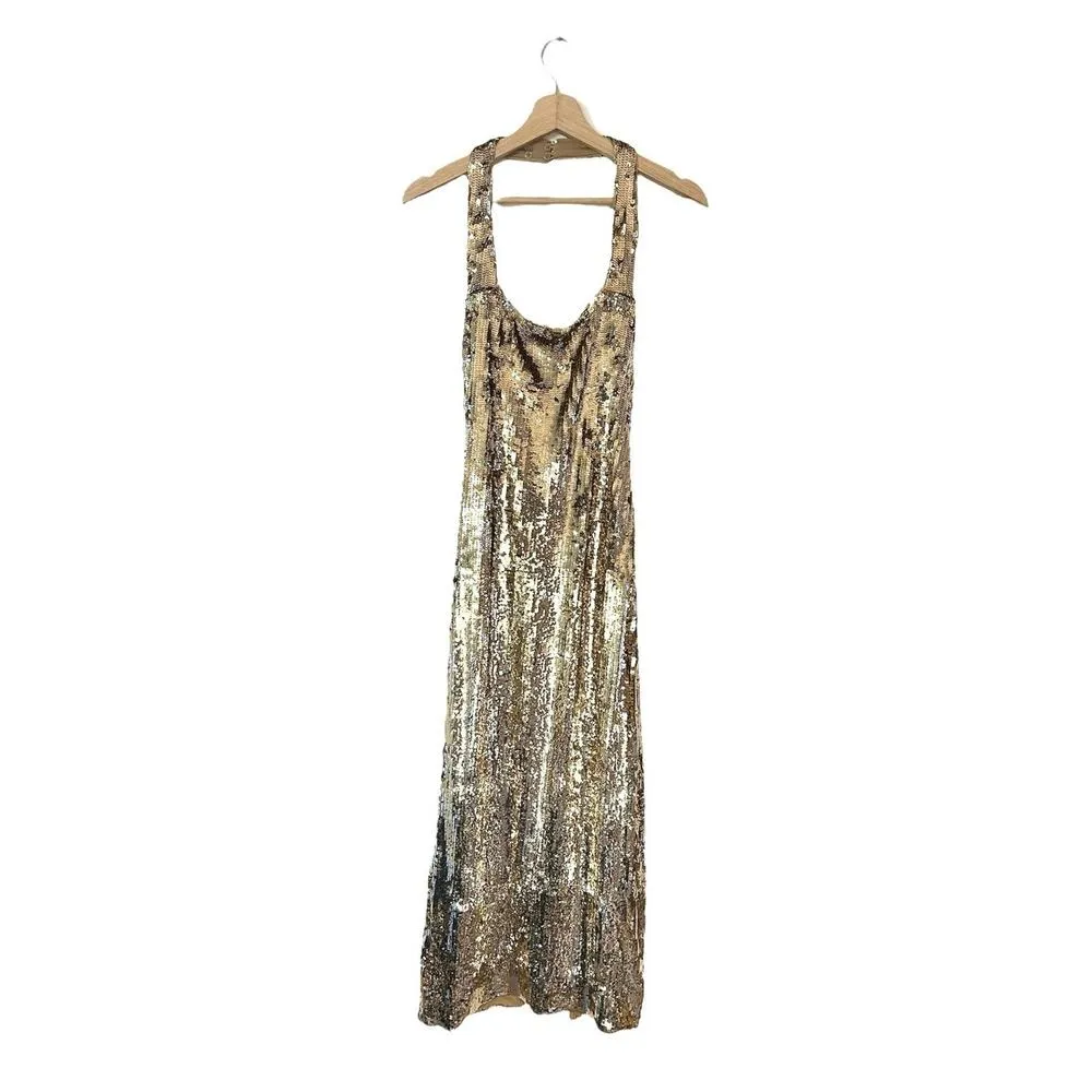 Show Me Your Mumu Samba Midi Dress in Gold Liquid Sequins S - Image 5