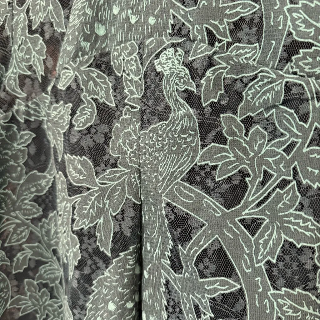 HD in Paris Anthropologie NWT Teal Lace Peacock Blouse Top Short Sleeve Petite - Image 4