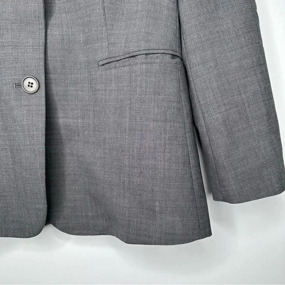 Theory Grey Linworth Virgin Wool Two Button Blazer Size 4 - Image 4