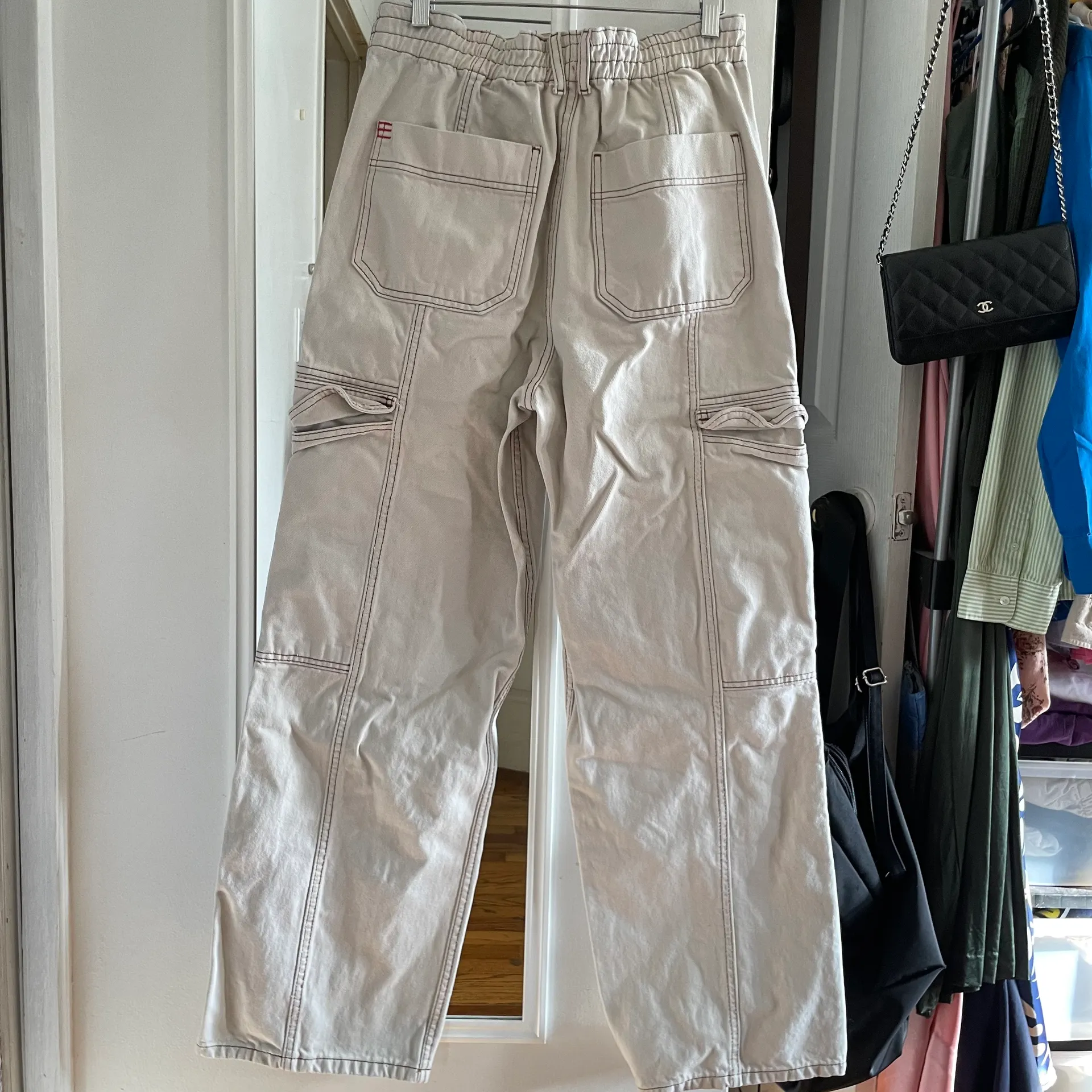White Maya Baggy High Waisted Wide Leg Cargo Jeans - Image 10