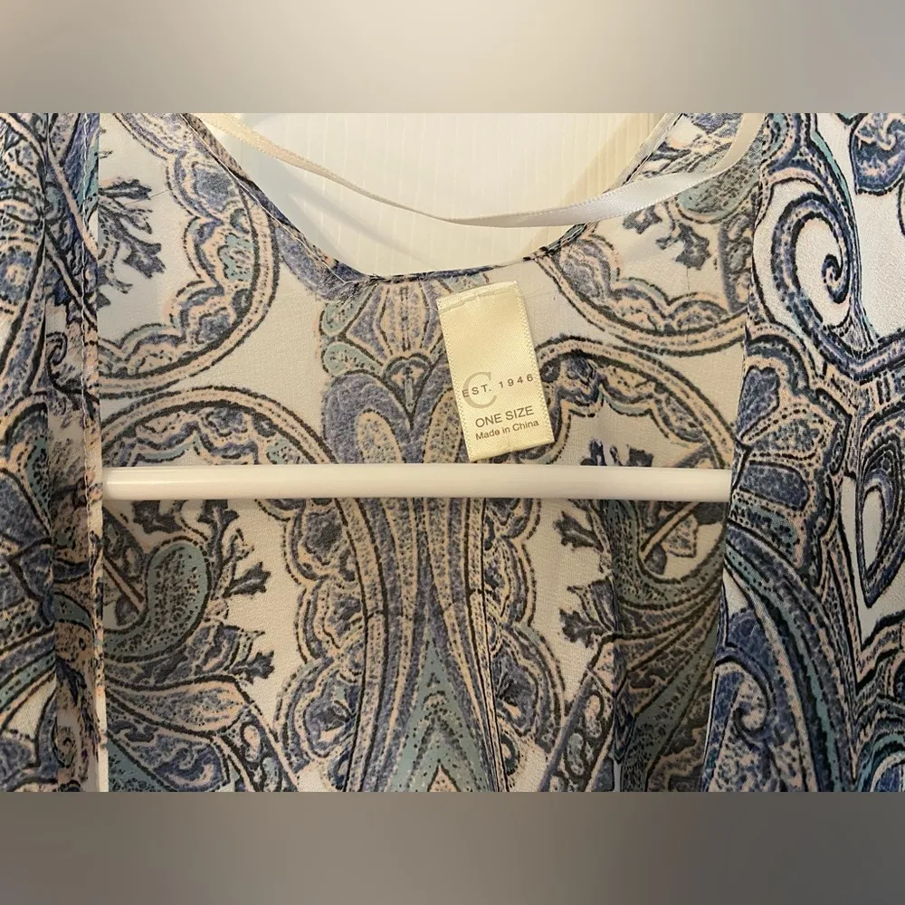 CATO | navy and gold lightweight bohemian kimono cover-up cardigan, size L - Image 2