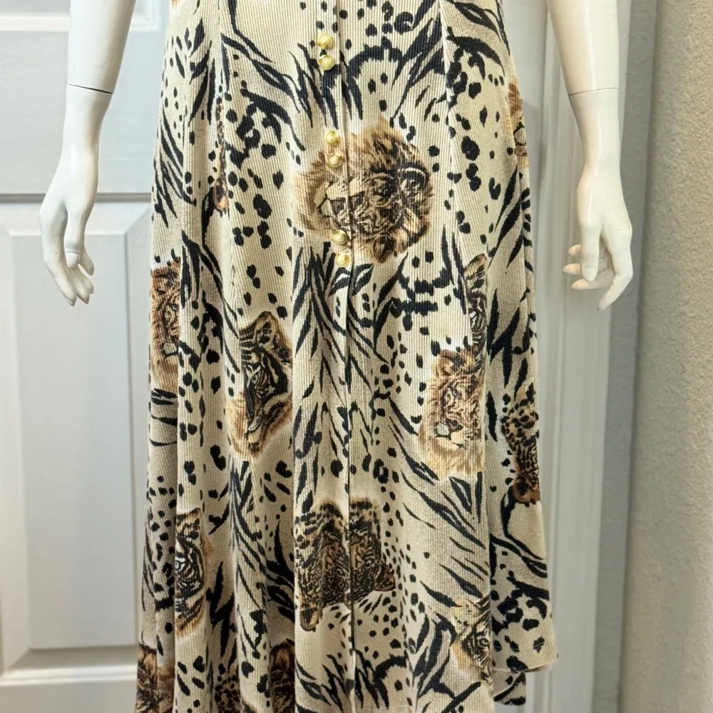 LA FETE Vintage Enchanted LION PRINT COTTON BLEND F13 Black Size M - Image 7