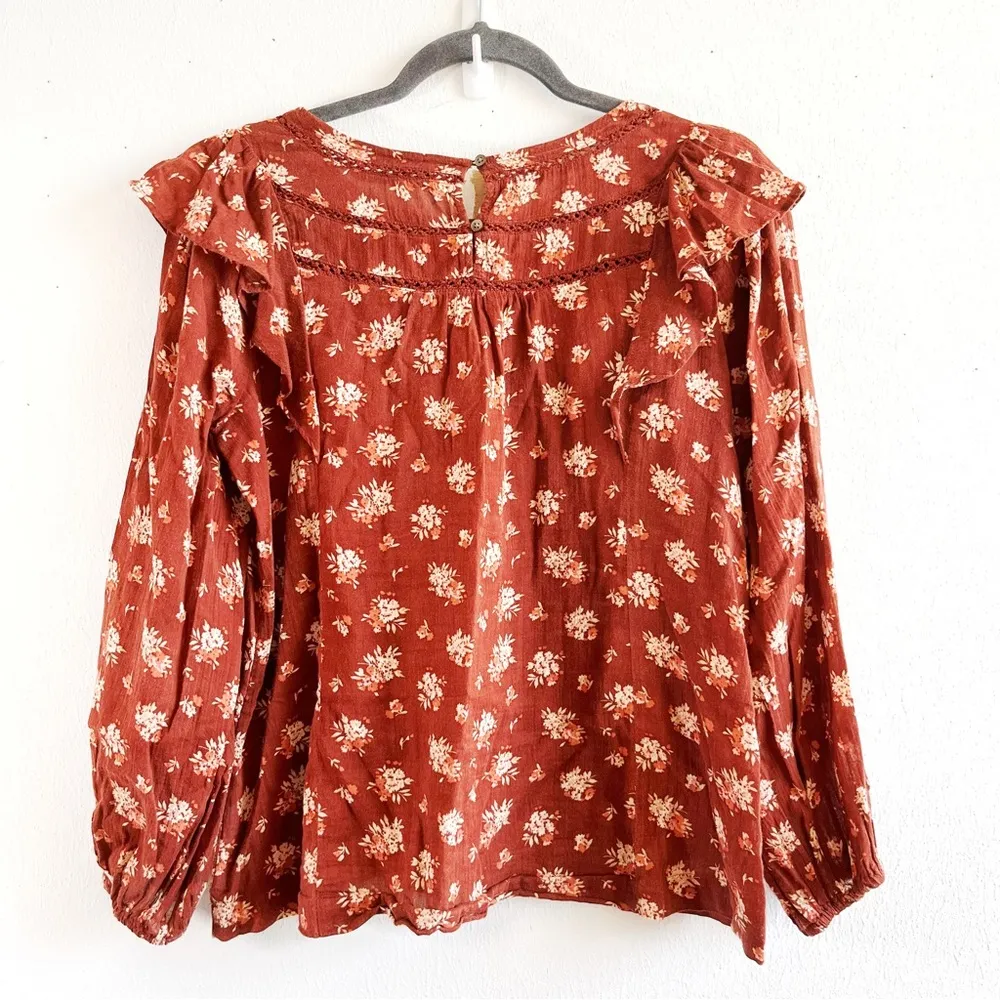 Madewell Blouse Ladder-Trim Ruffle Top in Homestead Bouquet Sz S GUC - Image 12