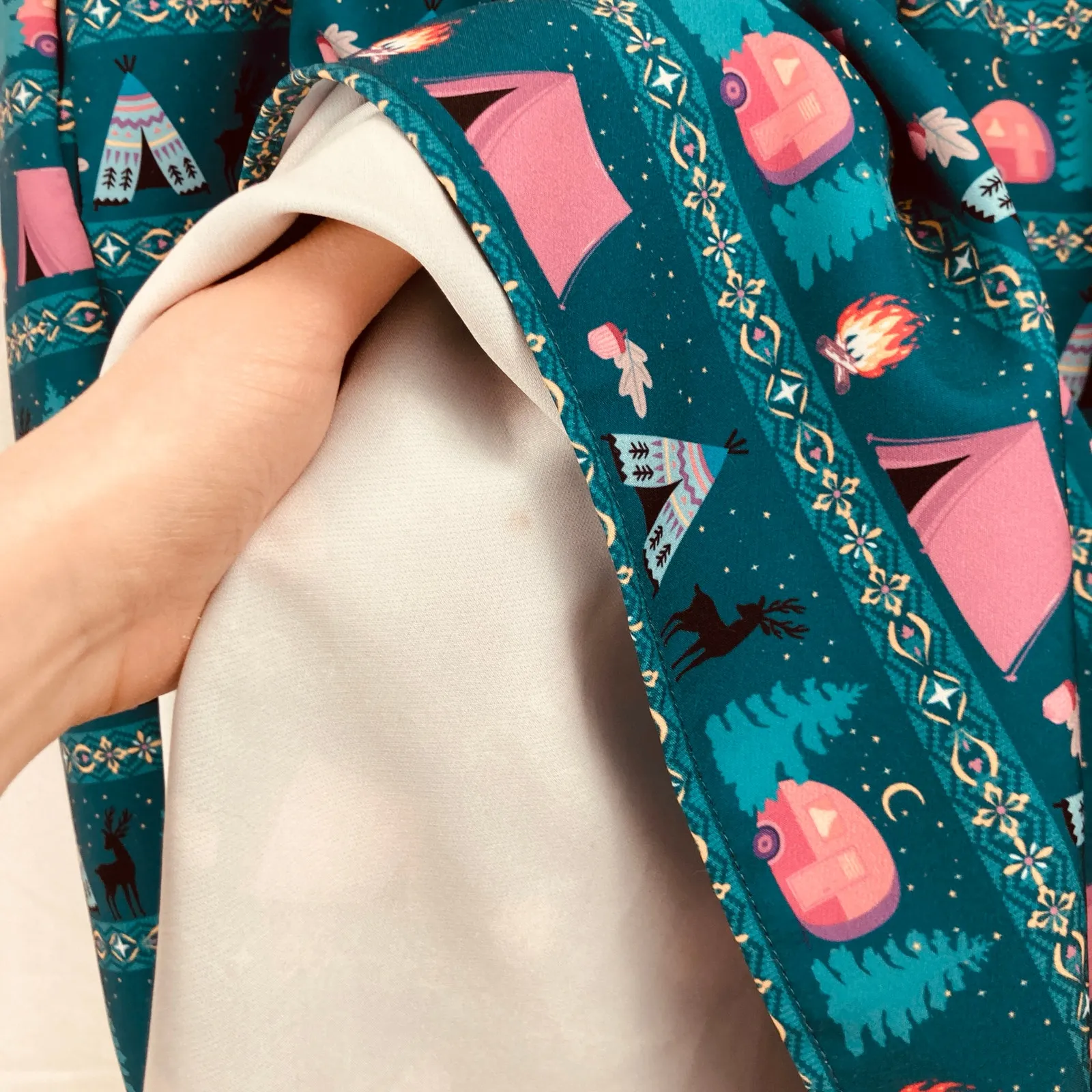 NWOT Unique Vintage Womens Blue Camping Print Midi Skirt Size 3X/20 Twee Indie - Image 10