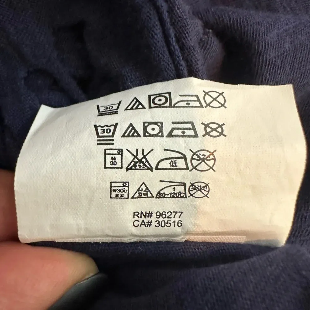 Vans Women’s Navy Blue Long Sleeve Crochet Detail Top Size Medium‎ Boho Casual - Image 7