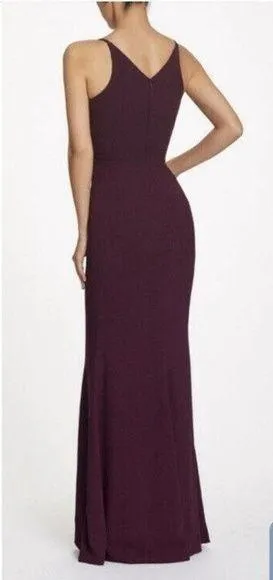 NWT Dress The Population Iris Crepe Gown Women's Side Slit Burgundy Size L - Image 2