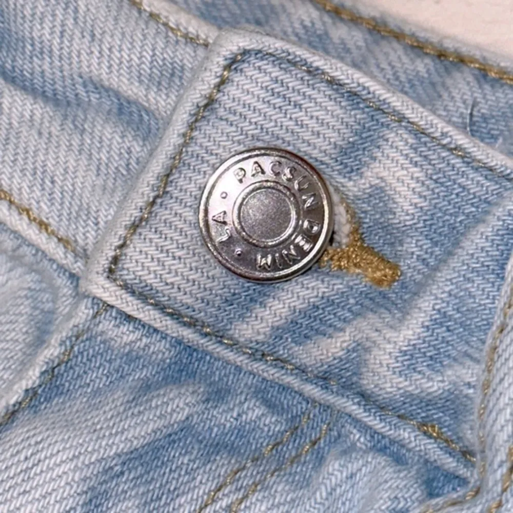 PACSUN Eco Light Blue High Waisted Denim Festival Shorts Distressed Light Wash - Image 5