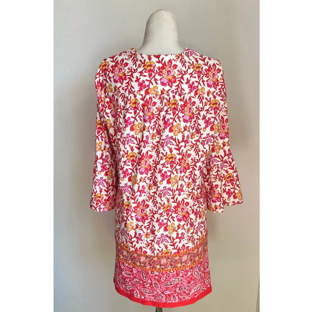 Jude Connally Floral Print Tunic Dress Pink Orange Red - Image 2