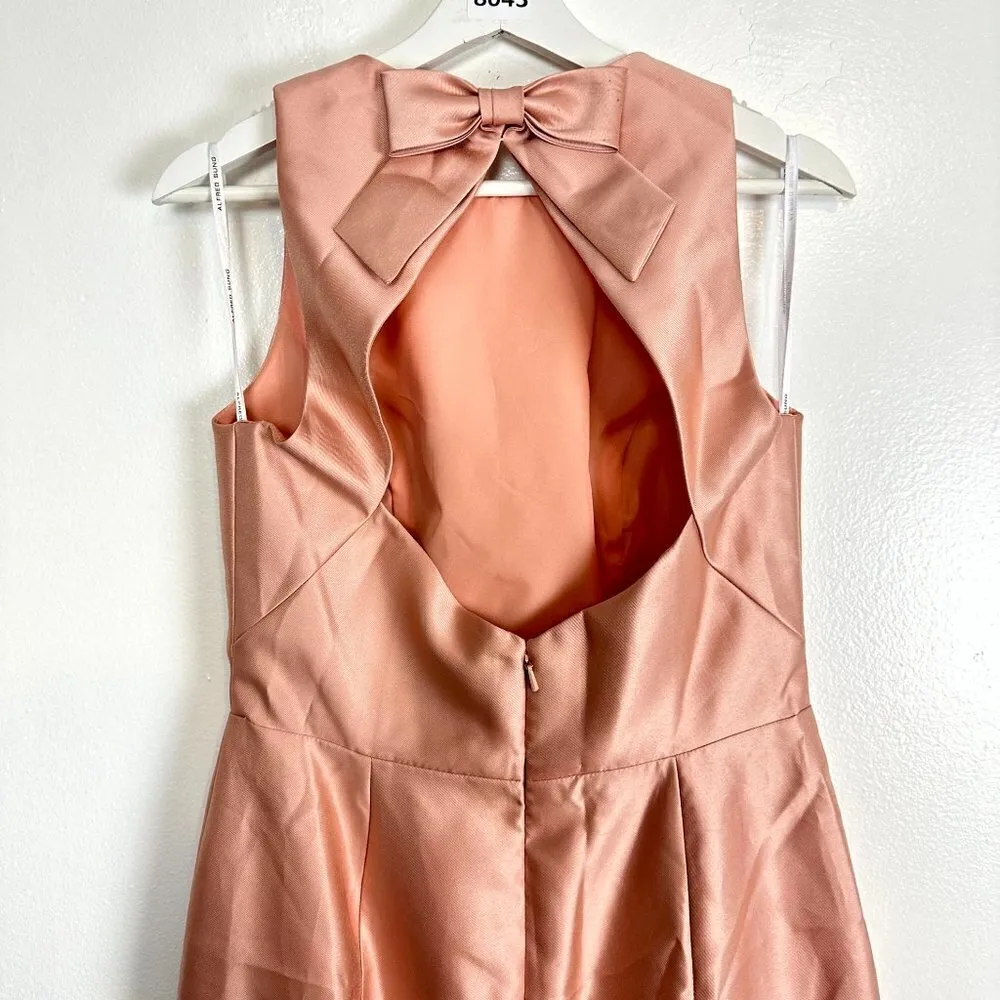 ALFRED SUNG Jewel Neck Bowed Open-Back Trumpet Dress With Front Slit Size 8 - Image 8