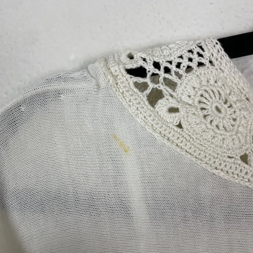 Y2K‎ Cottagecore Fairycore Banana Republic Bohemian Crochet Summer Dress M White - Image 10