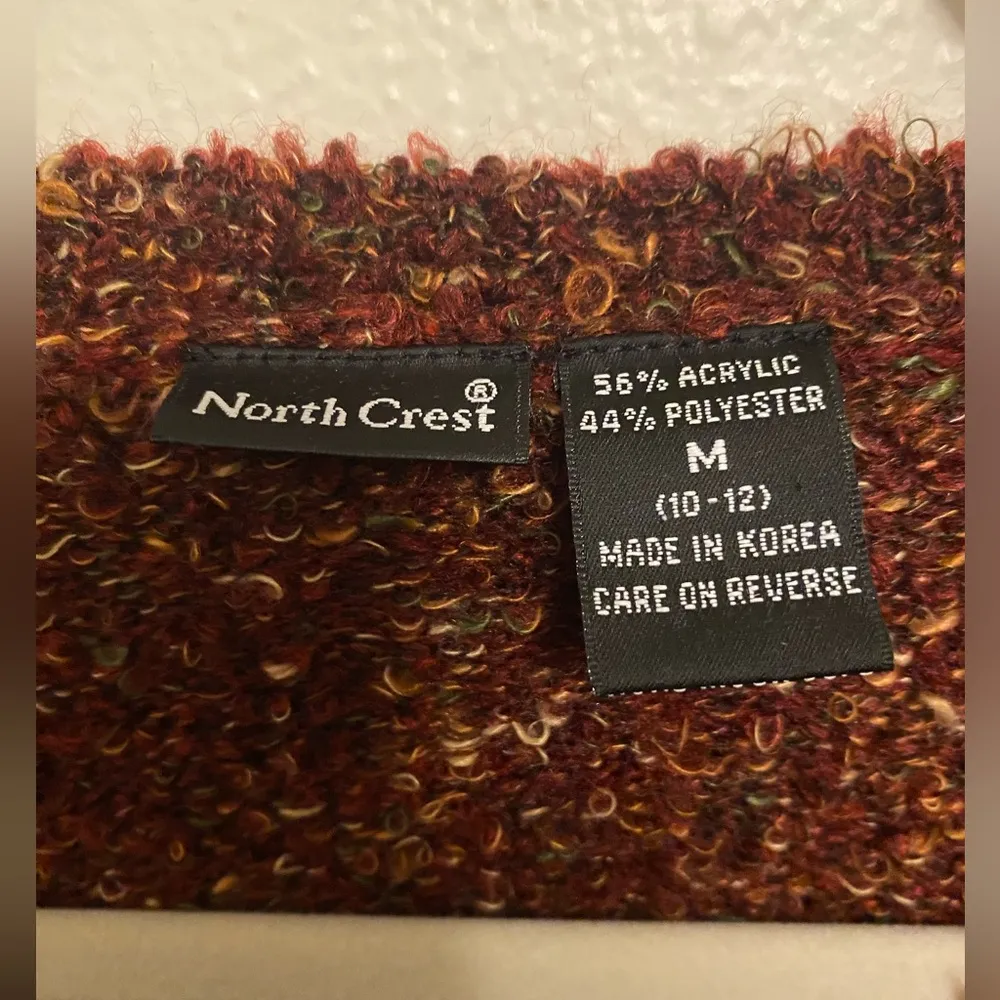 NorthCrest Floral Button Up Cardigan Red Size M - Image 6