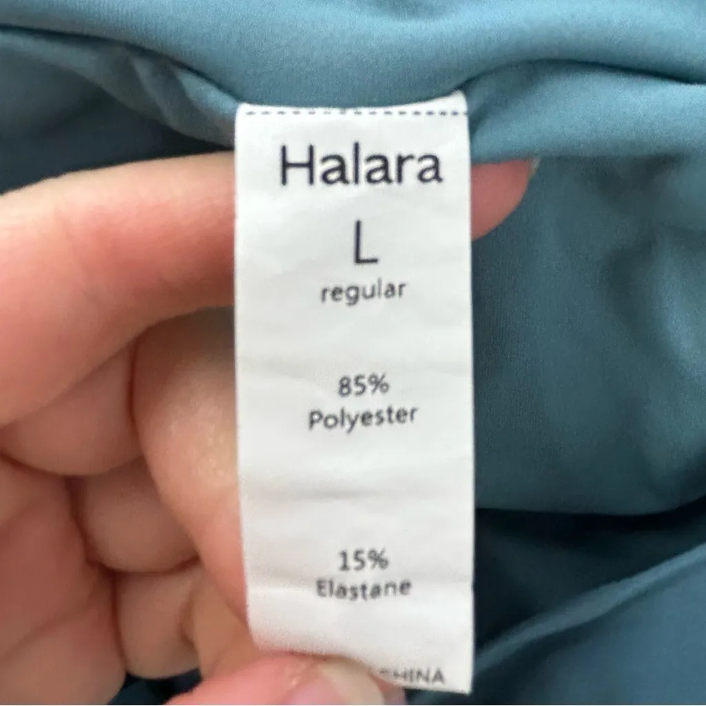 Halara Flowy Asymmetrical Maxi Skirt with Waist Tie Blue Green L - Image 2