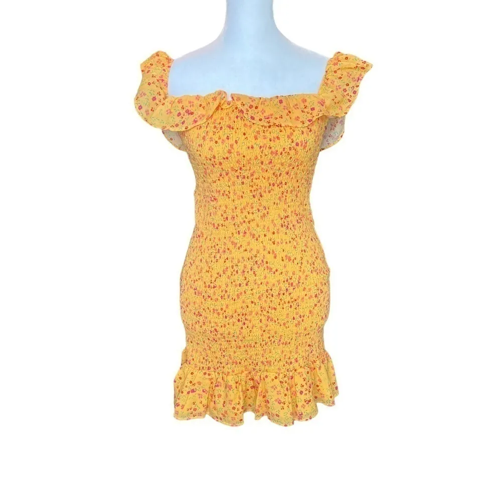 Lovers + Friends - Cendall Dress in Goldenrod Ditsy Mini Floral Sz S - Image 4