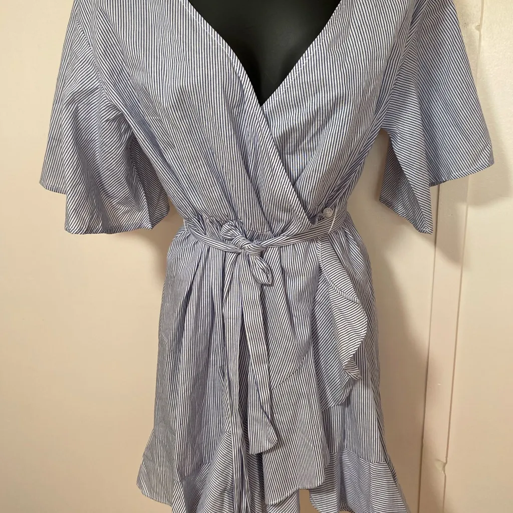 Listicle stripe Wrap Dress with Belt - Image 2