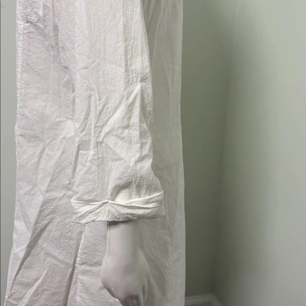 Tommy Bahama Crinkle Cotton Point Collar Long Roll-Tab Sleeve Boyfriend Shirt SM - Image 8