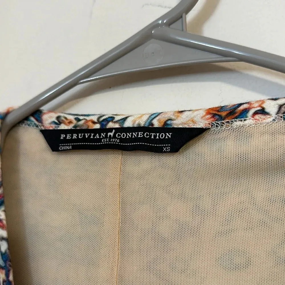 Peruvian Connection wrap long sleeve viscose fall dress floral cottagecore - Image 3