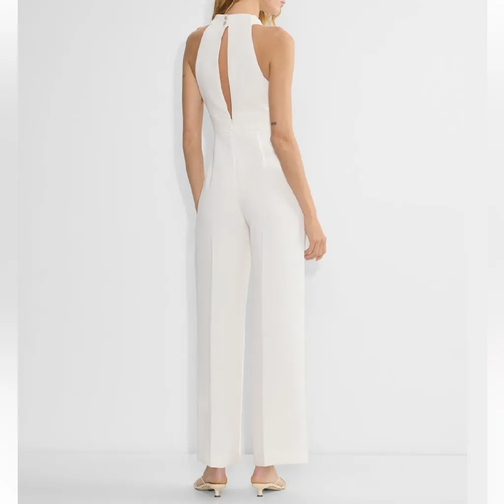 NWT Wilfred Pageturner Ivory Cross Front Halter Jumpsuit Japanese Crepe Womens 6 - Image 2