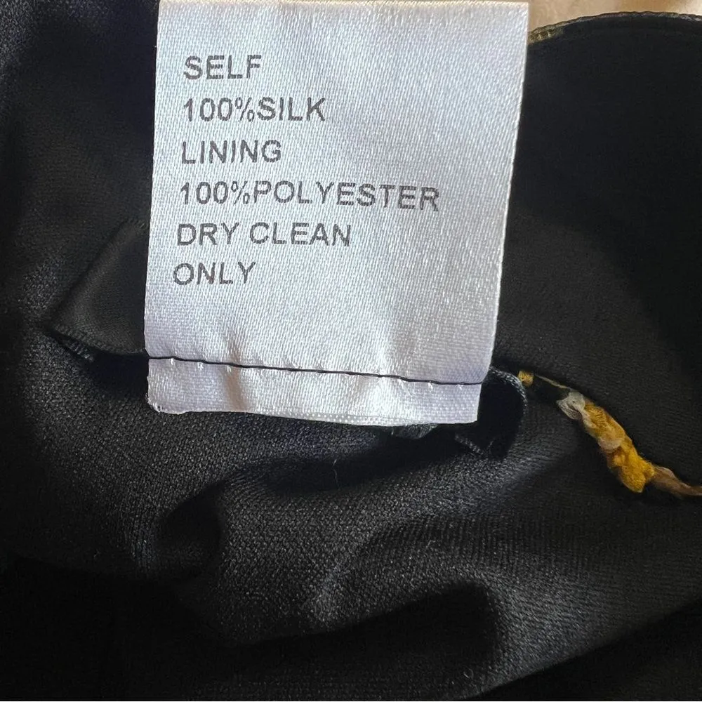 Tadashi Shoji Silk Gown Yellow Black Animal Print Formal Maxi Dress 16 - Image 8