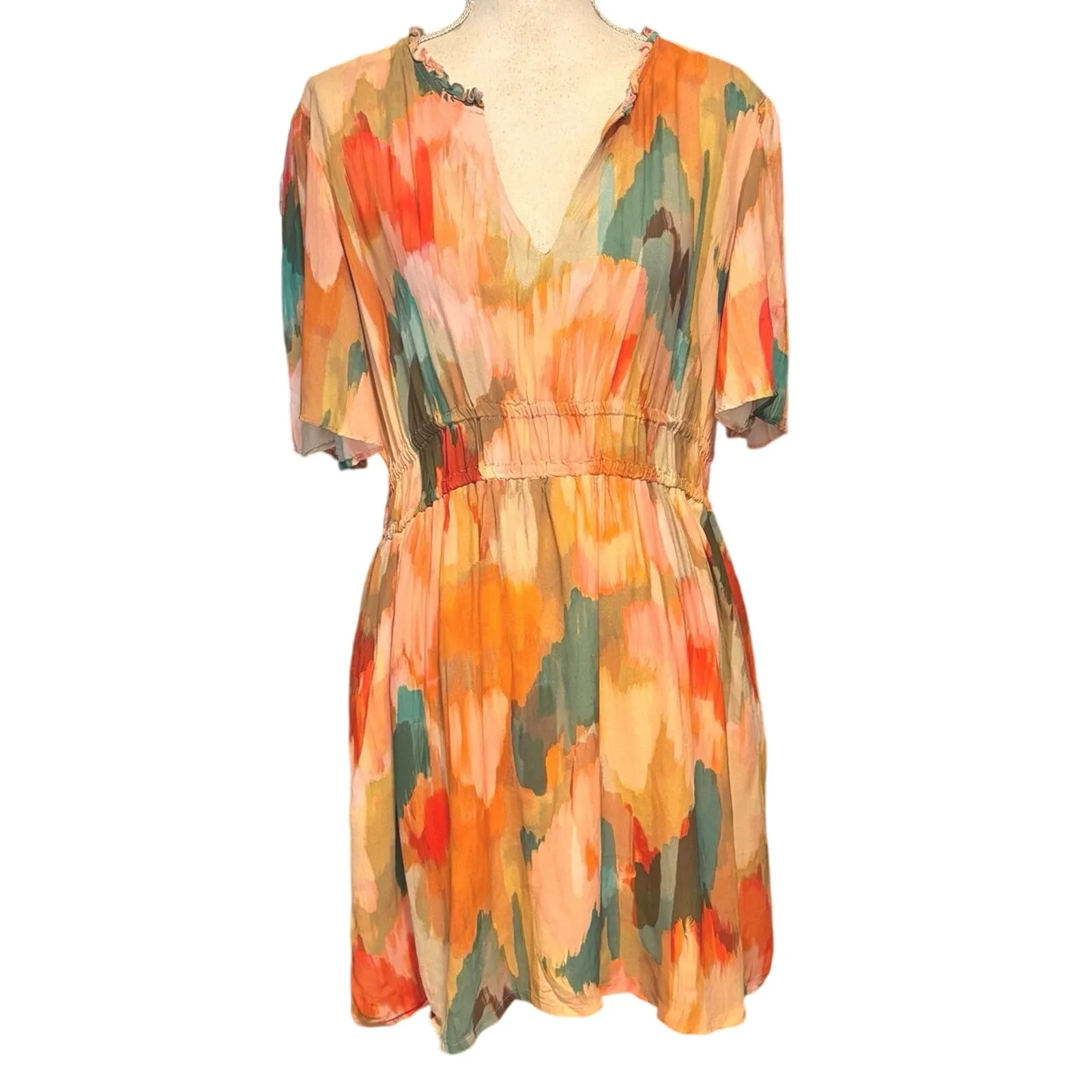 Spartina 449 Olivia Dress Botanic Garden Painted Spots Watercolor Size XL FLAW - Image 2