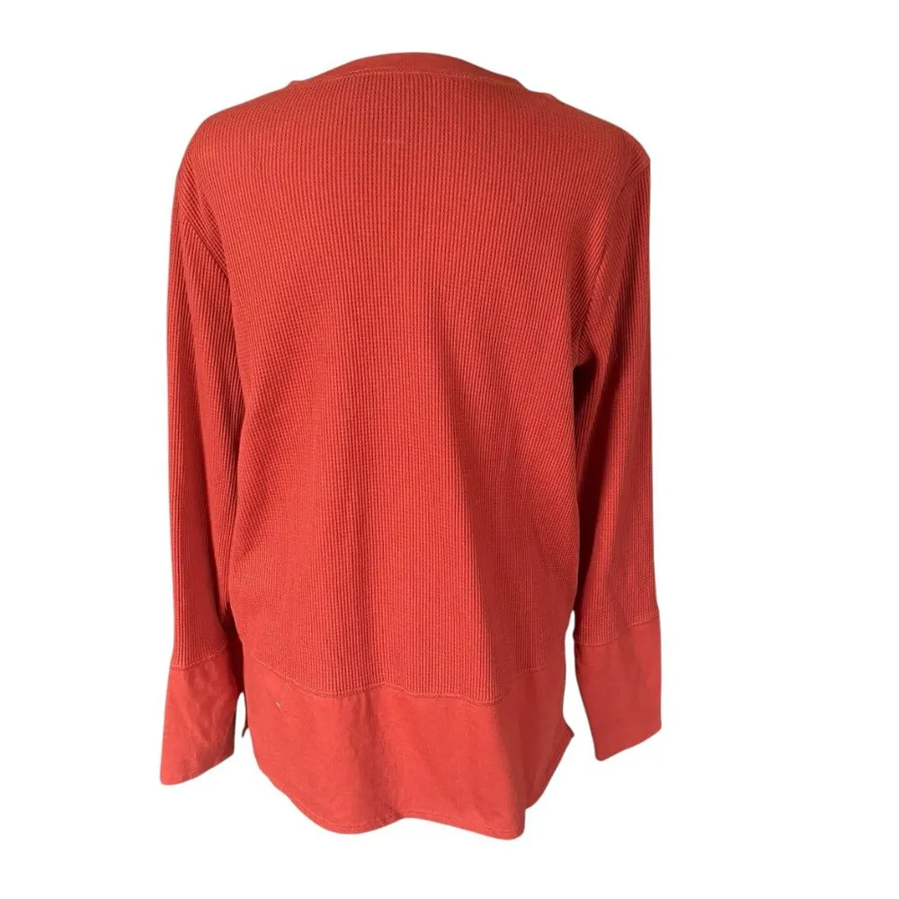 Belle by Kim Gravel burnt orange long sleeve pullover v-neck stretchy top size S - Image 4