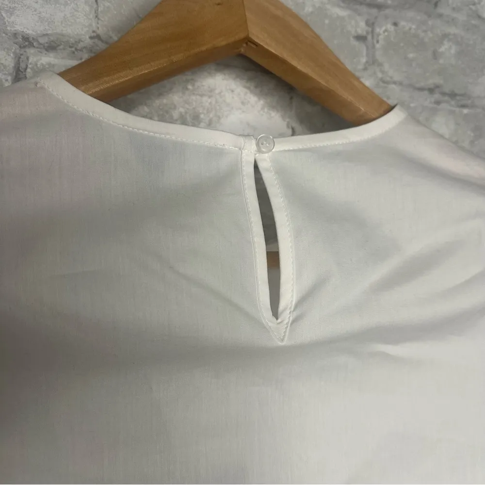 Marled Reunited Clothing White Bell Sleeve Boxy Blouse Size Small - Image 6