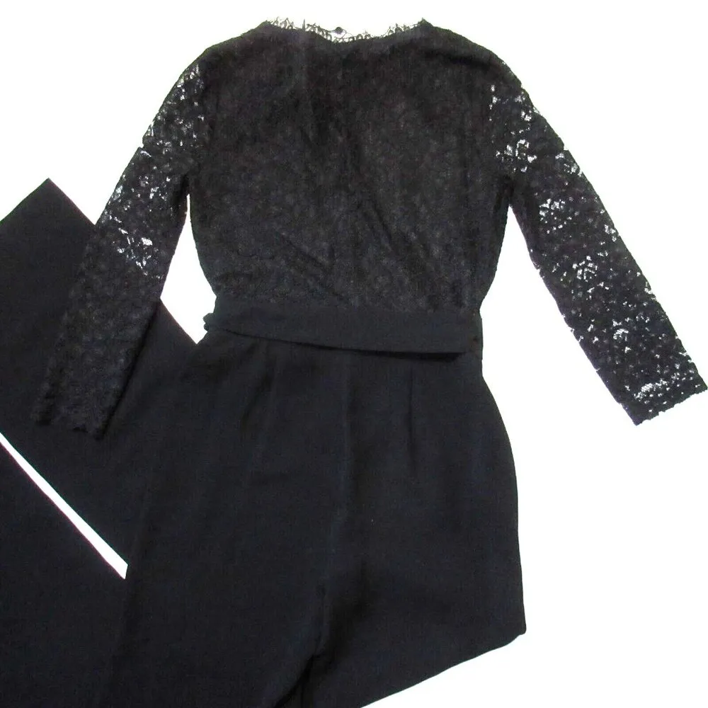 NWT Diane Von Furstenberg DVF Marlowe in Black Lace Bodice Jumpsuit 4 $598 - Image 11