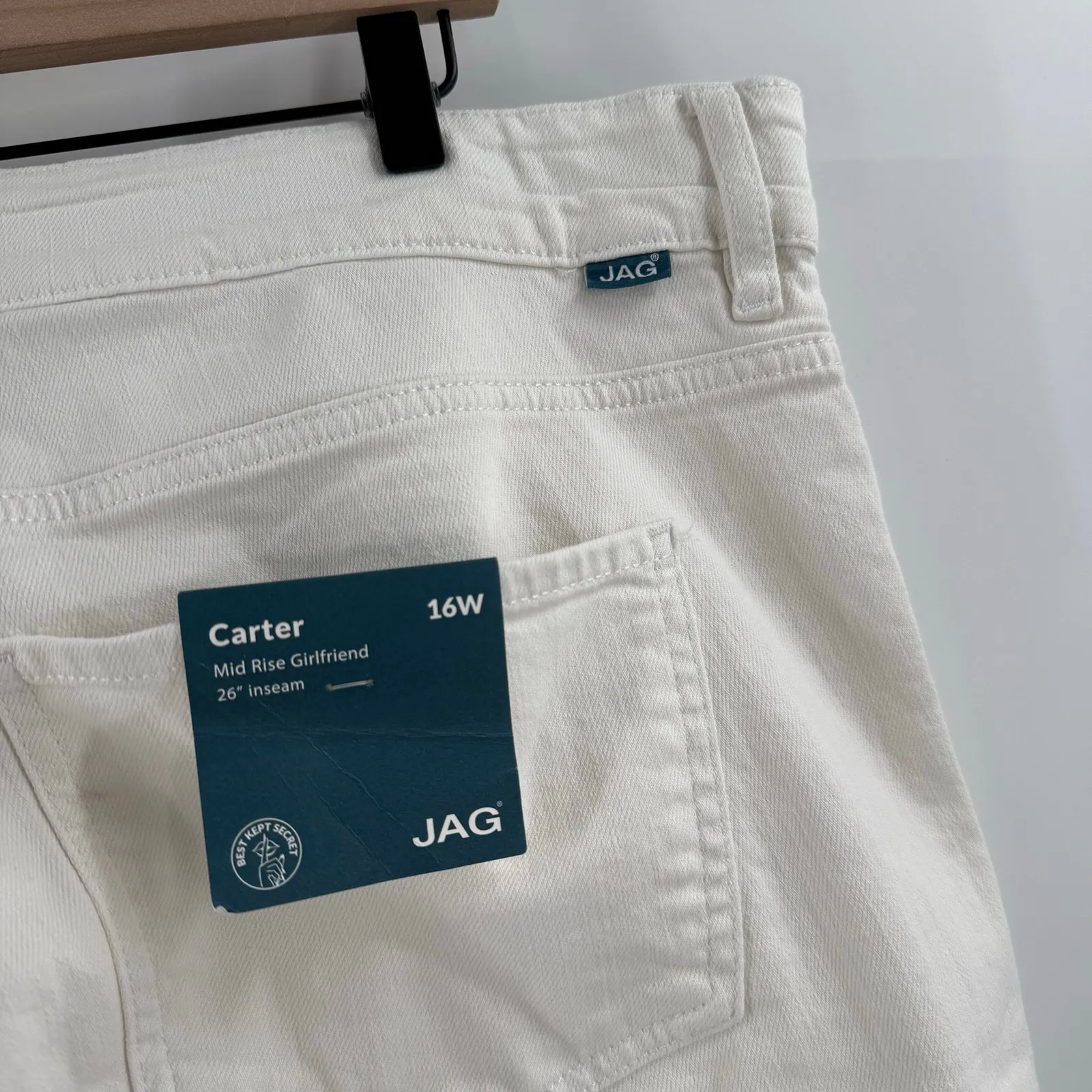 JAG Carter Jeans Size 16W NWT Midrise Girlfriend White Plus Curvy Cotton Stretch - Image 10