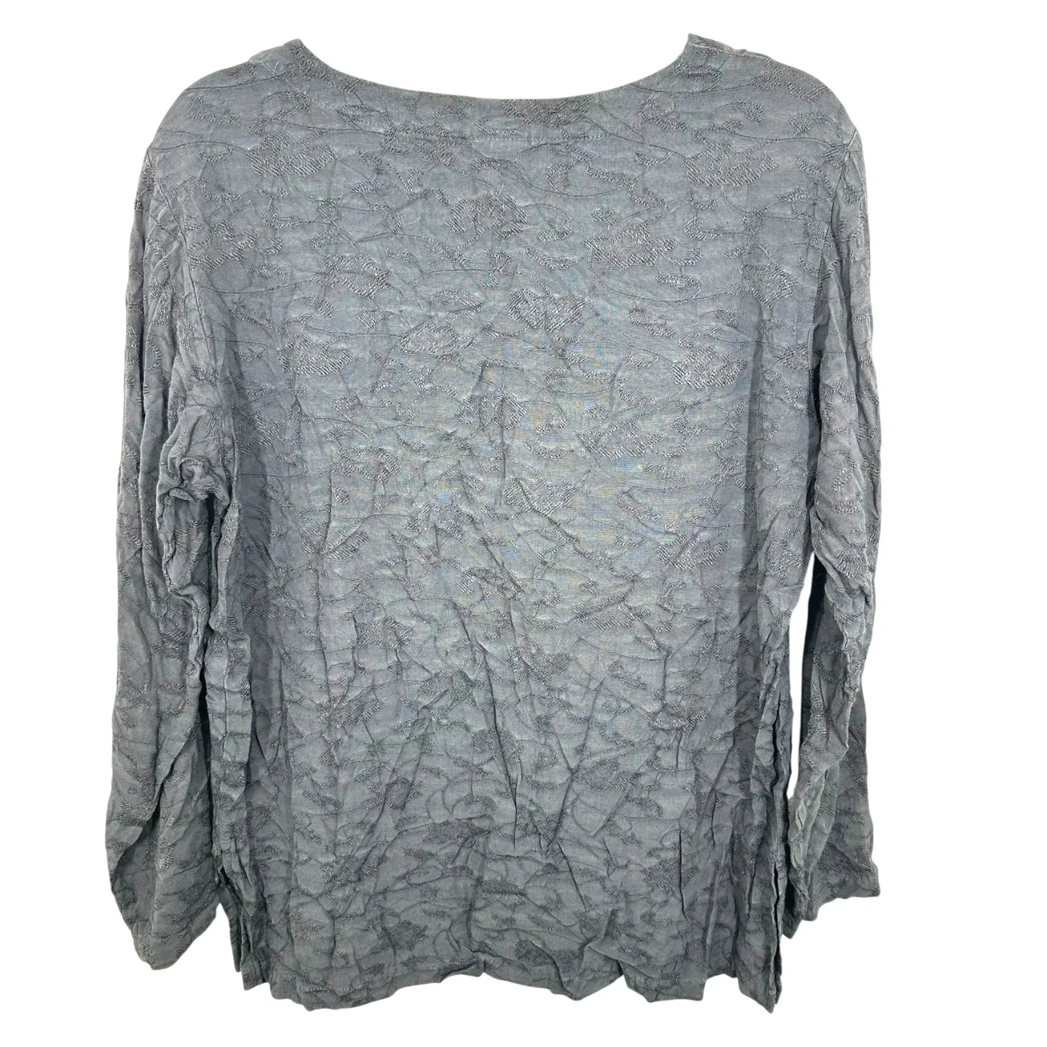 CP Shades Size Small Gray Rayon Long Sleeve Top Textured Blouse Size S Lagenlook - Image 8