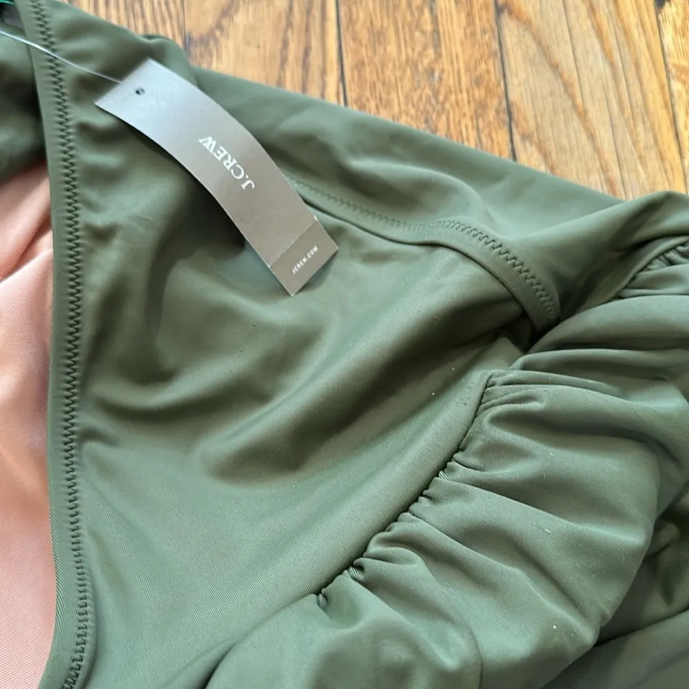 NWT j. Crew sleek ruched one shoulder one piece swimsuit cool cypress green 22 - Image 4