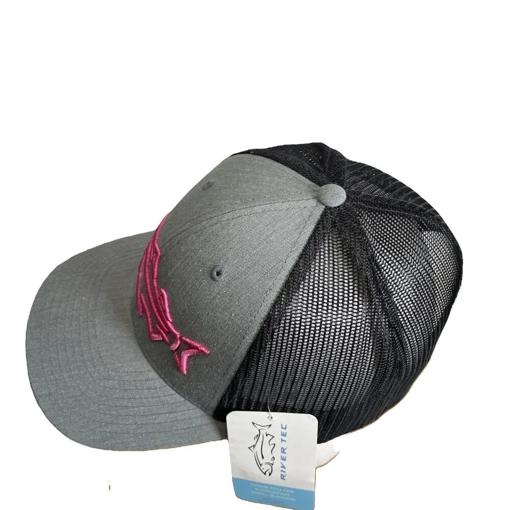Rivertec M/L Black Gray Pink Meshback Snapback Hat Steelhead Fish Richardson 115 - Image 7